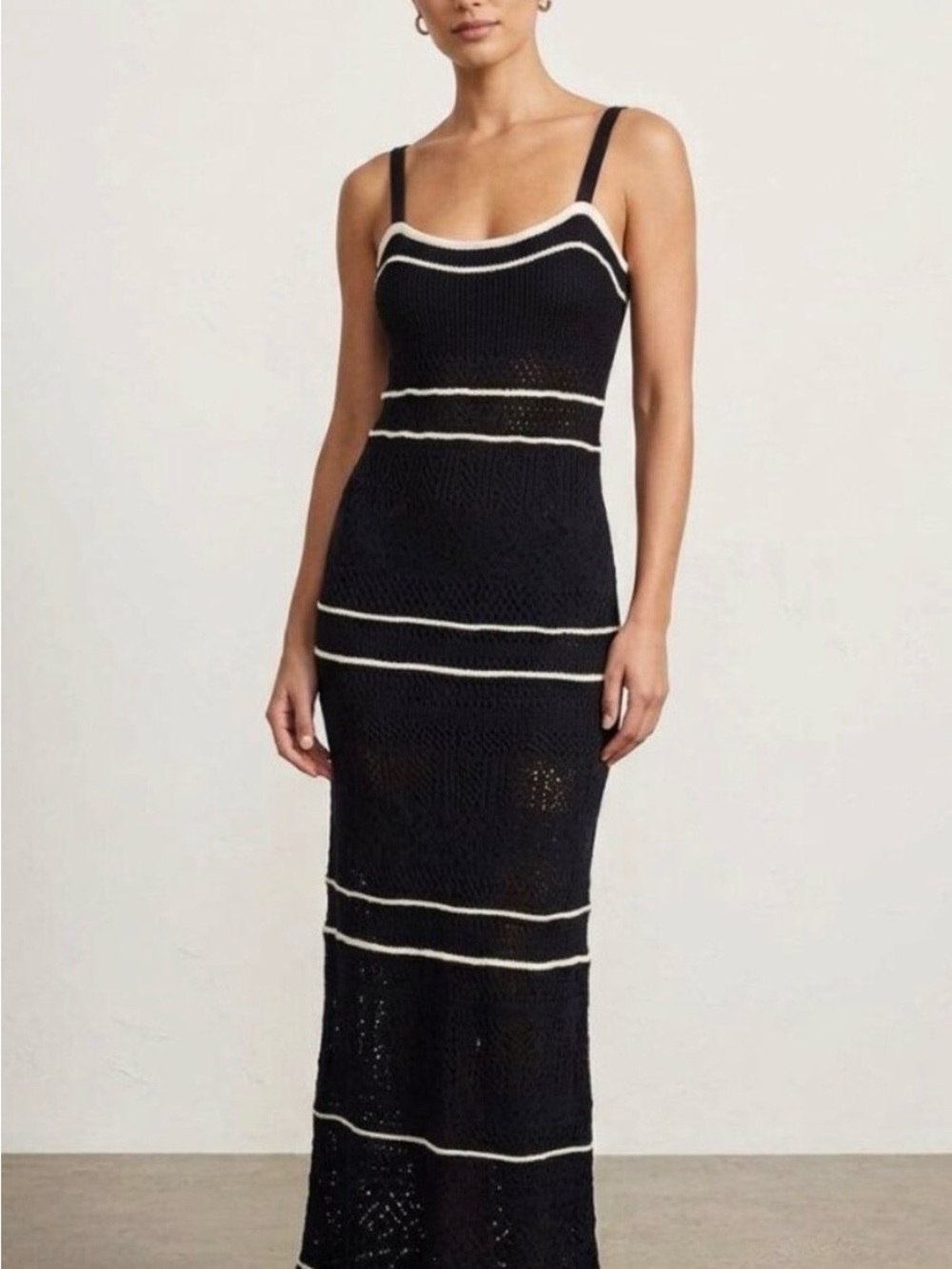 Abercrombie & Fitch Black Maxi Dress with White Trim